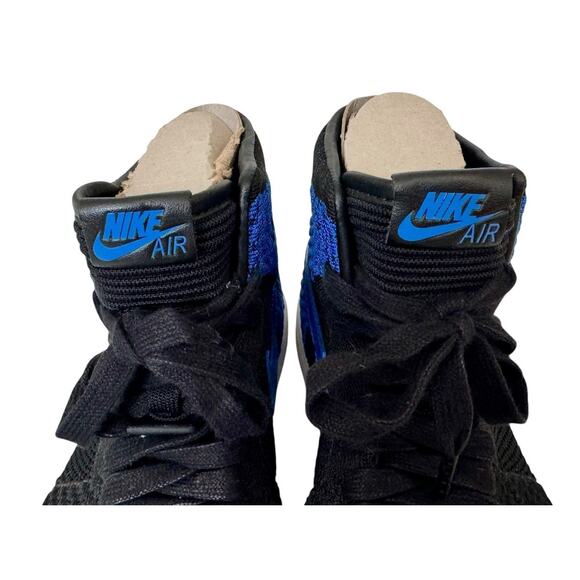 NIKE AIR JORDAN 1 Retro Flyknit BG Black Royal Blue Size 6Y 38.5 NEW IN BOX - Picture 8 of 14